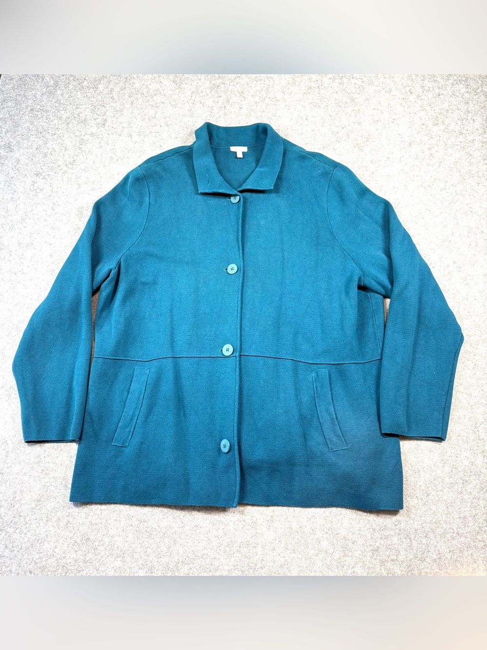 Talbots Teal Blue Button-Front Women's Sweater Cardigan Jacket 3XL Cozy Warm
